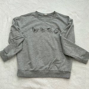 gray butterfly long sleeve t-shirt